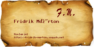 Fridrik Márton névjegykártya