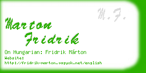 marton fridrik business card